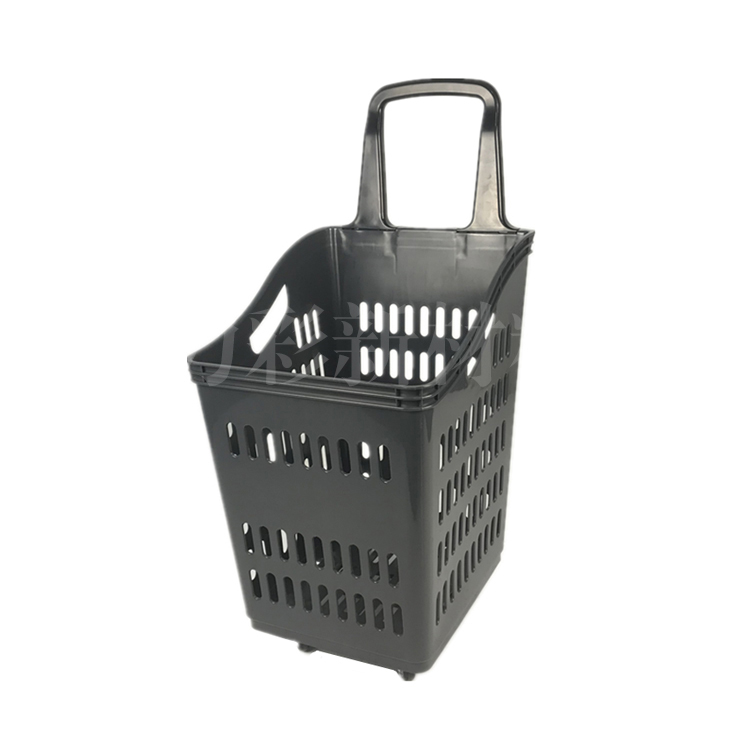 LC-TL-12-1-Glossy high back four-wheel trolley basket